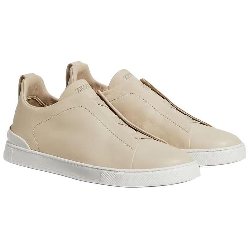 Zegna Triple Stitch Low-Top Skateboard Shoes Men's Light Beige 6