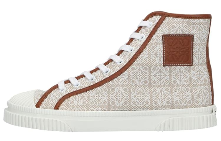 LOEWE Anagram High-Top Stylish Skateboarding Shoes Women's Brown