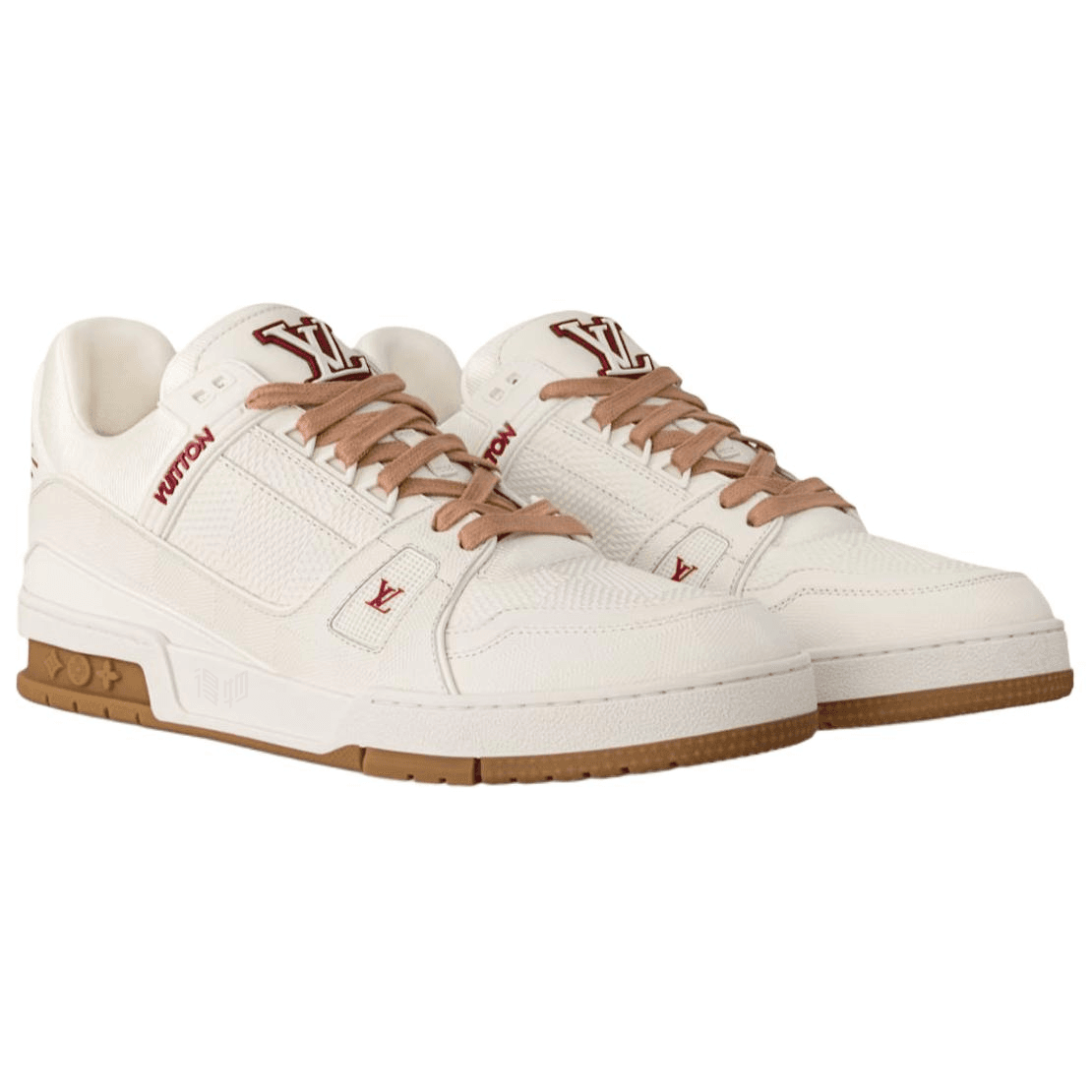 LOUIS VUITTON Trainer Men's Calfskin Round-Toe Lace-Up Low-Top Sneakers White 6
