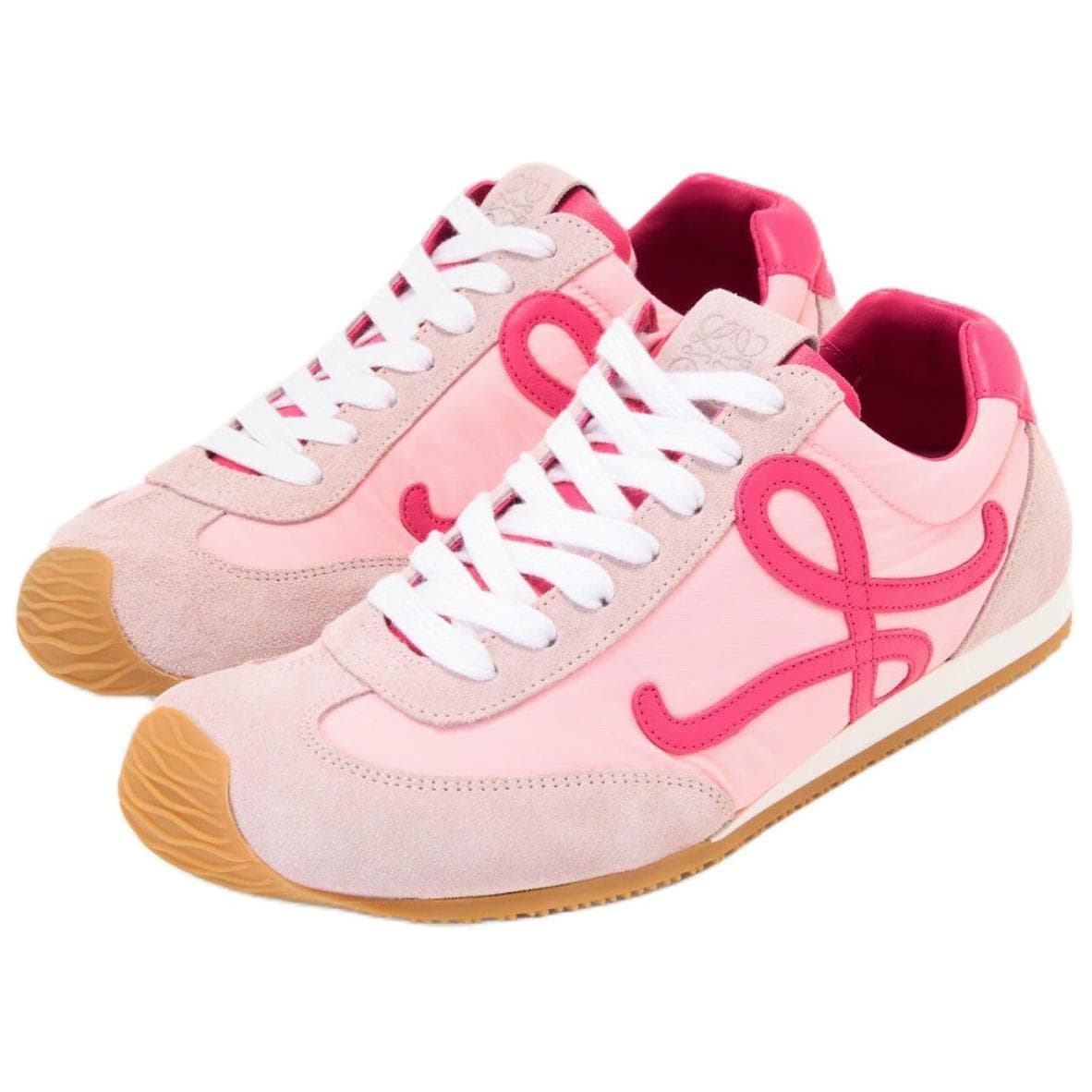 LOEWE Ballet Runner 2.0 Anagram Calfskin Logo Round Toe Lace-Up Thin Sole Low-Top Casual Shoes Women's Pink 5