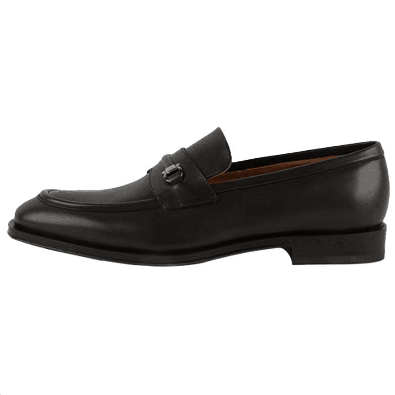FERRAGAMO Calfskin Leather Round Toe Slip-On Casual Shoes Men's Coffee Brown 2