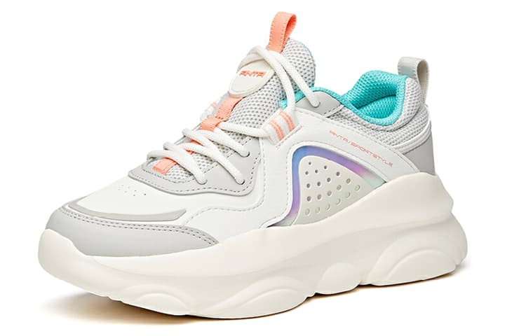 Anta Cushioned Slip Resistant Abrasion Resistant Low Top Sports Casual Shoes Women's Gray White 3