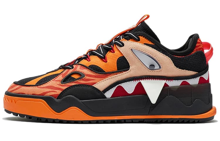 LiNing CF Anti-Slip Wear-Resistant Low-Top Skateboard Shoes Men's Black Orange