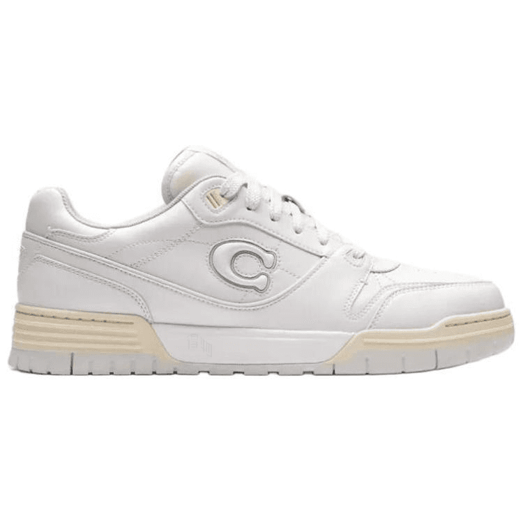 COACH Soho Leather Lace-Up Low-Top Sneakers Men's White 4