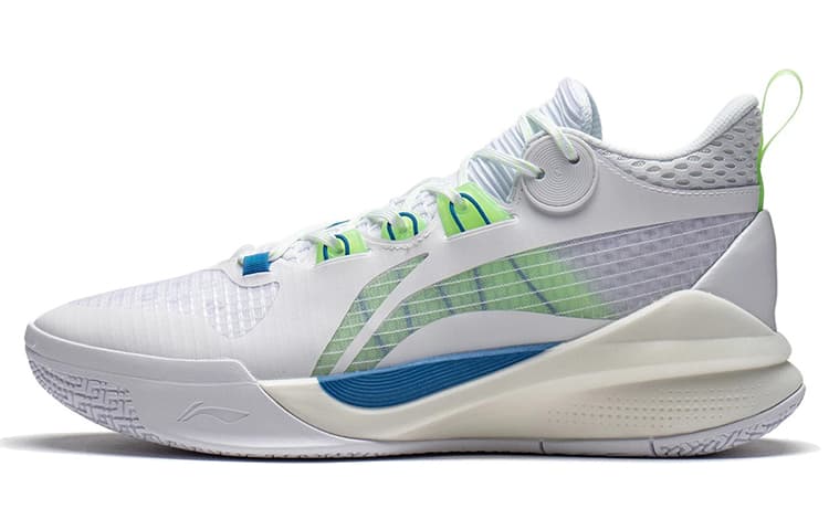 LINING Sonic 10 Team Basketball Shoes Men Mid-Top Standard White/Neon Green