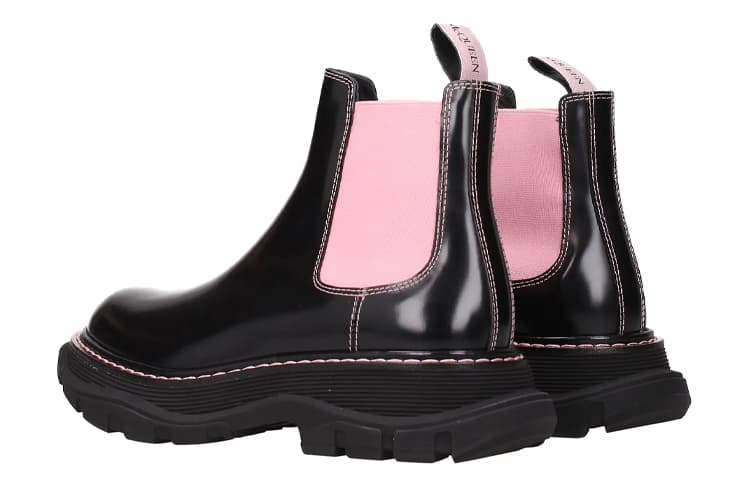 Alexander McQueen Ankle Leather Boots 'Black Pink' Women's 5