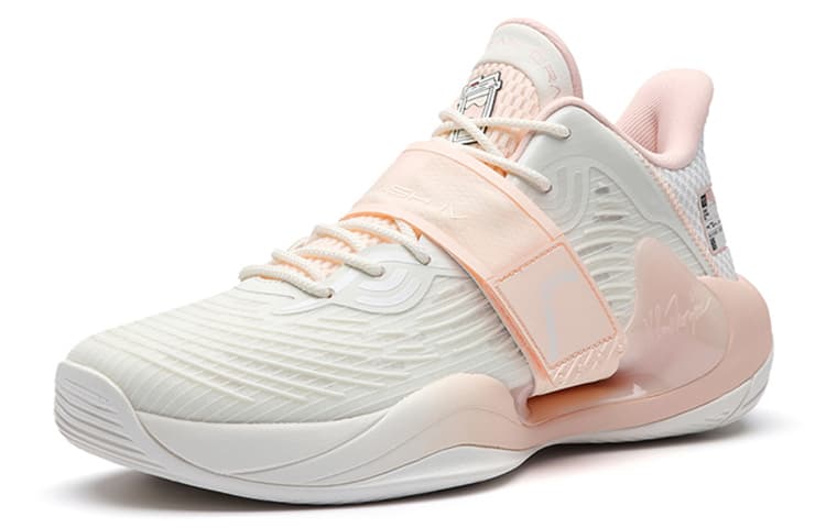 ANTA Water Flower 4 Basketball Shoes Men Low-Top Ivory White/Fluorescent High Light Pink 3