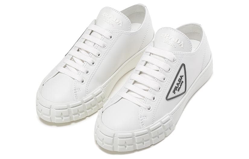 PRADA Downtown Brushed Leather Sneakers 'White' Women's 6