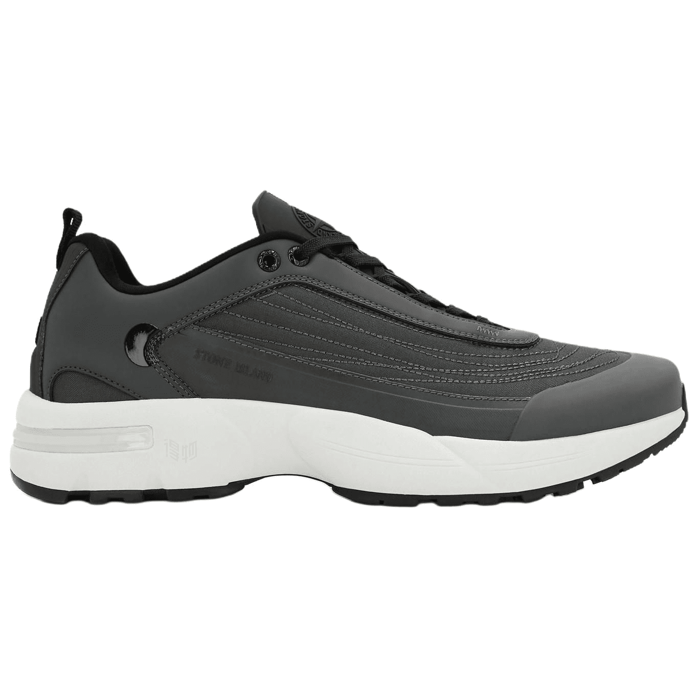 STONE ISLAND Fabric Round-Toe Lace-Up Visible Stitching Low-Top Casual Shoes Men's Black 4