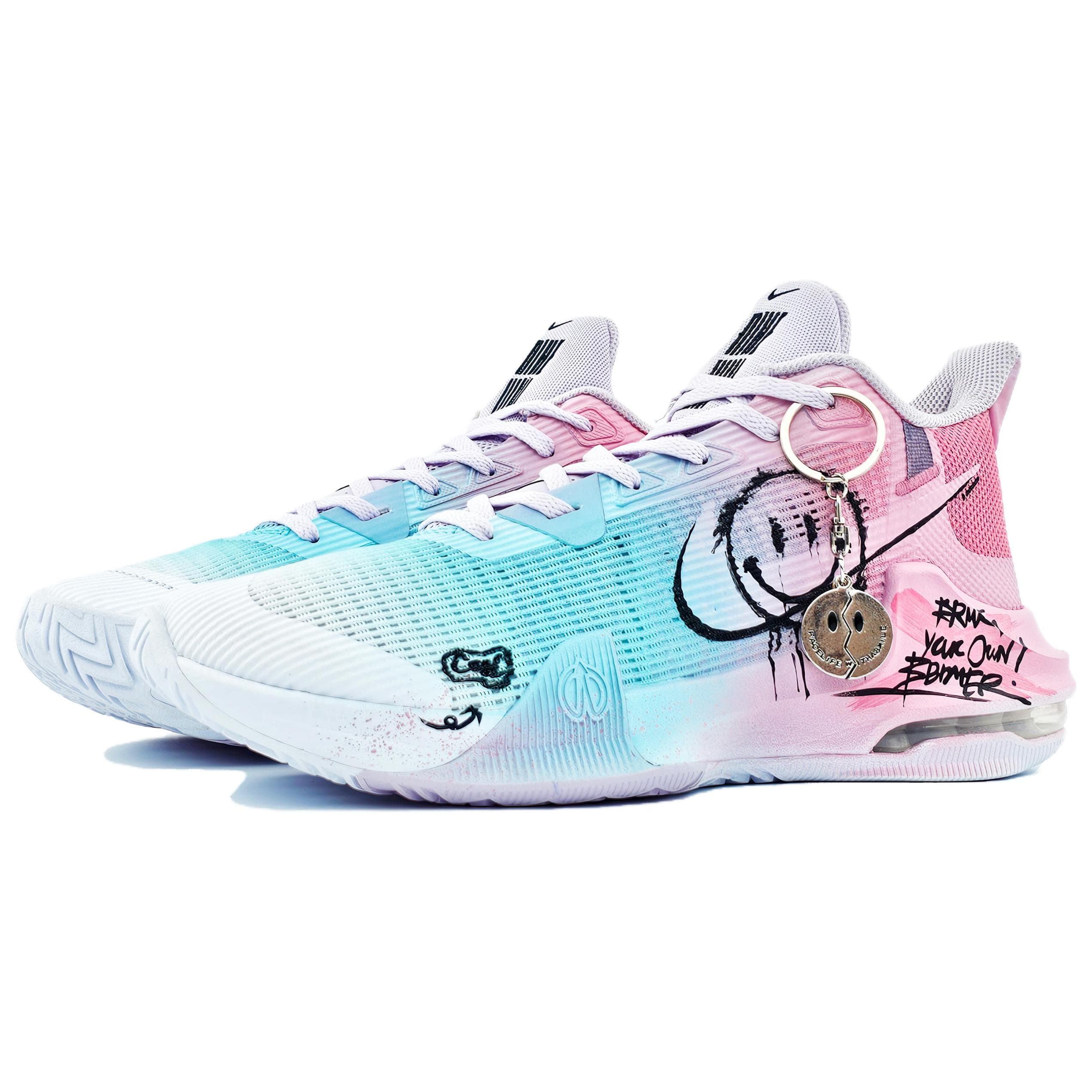 Nike Air Max Impact Anti Slip Wear Resistant Breathable Support Mid Top Basketball Shoes Unisex Pink Blue 6