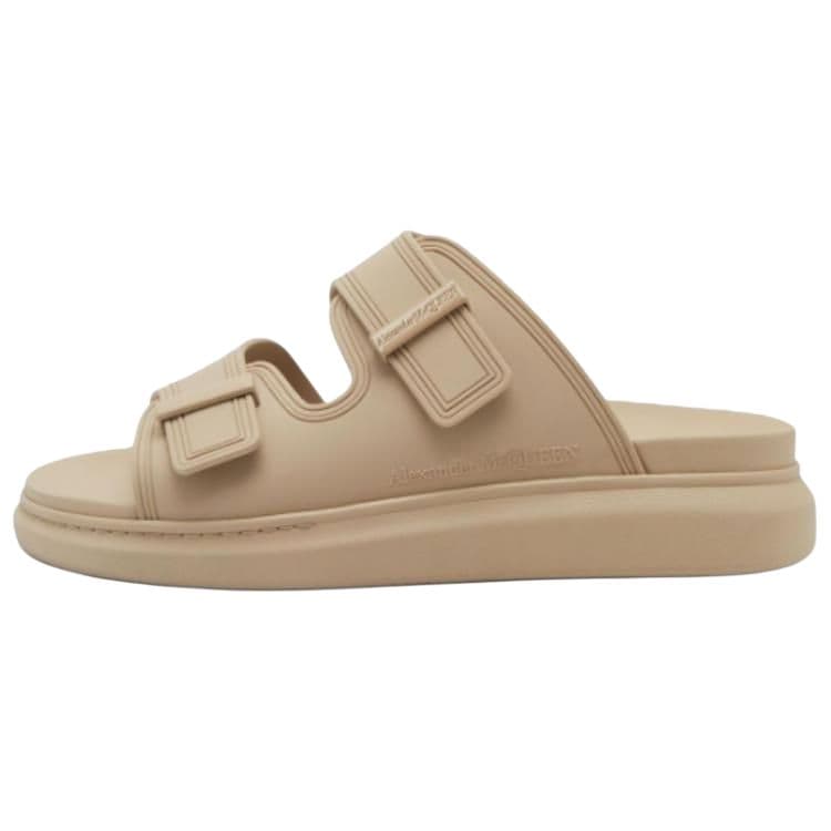 Alexander McQueen Hybrid Round-Toe Buckle Slide Sandals Men's Light Brown