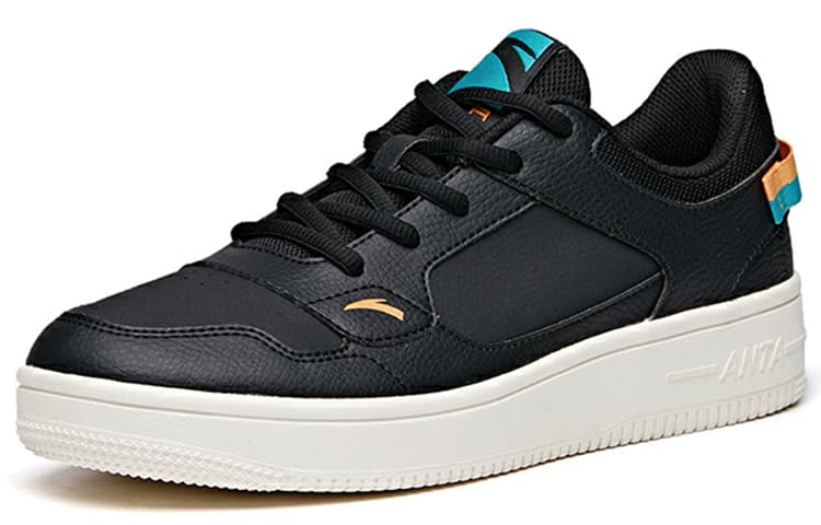 Anta Slip Resistant Coverage Low Top Skateboard Shoes Men's Black Yellow Orange 4
