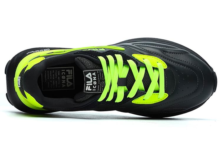 FILA Flusso Icona Anti-Slip And Wear-Resistant Coverage Low-Top Casual Shoes Women's Black Green 6