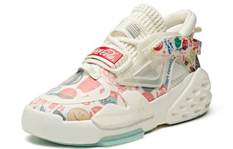 Coca Cola x Anta Bastard Cushioning Anti-Slip And Wear-Resistant Low-Top Chunky Sneakers Women's White Red Blue 6