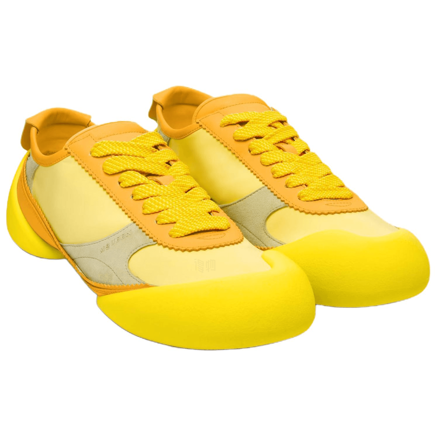 Alexander McQueen Flexion Sneaker Calfskin Round-Toe Lace-Up Thin Sole Low-Top Casual Shoes Men's Yellow 3