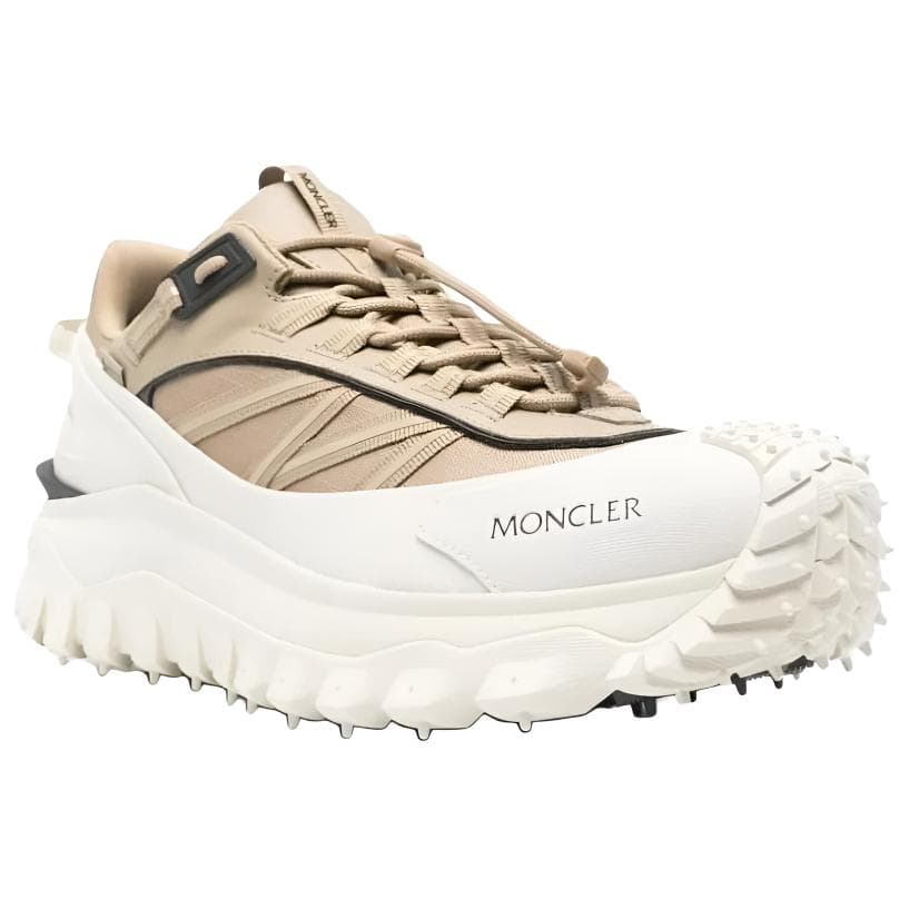 Moncler Trailgrip Fabric Leather Round Toe Lace-Up Low-Top Casual Shoes Men's Beige 5