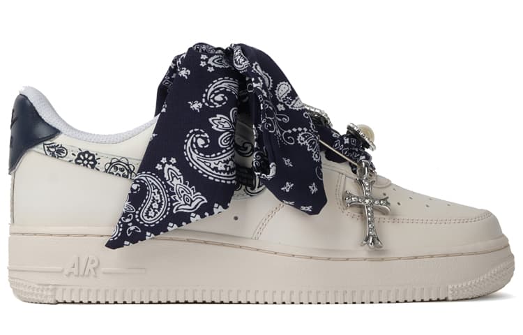 Nike Air Force 1 Low-Top Skateboard Shoes Women's White Brown 3