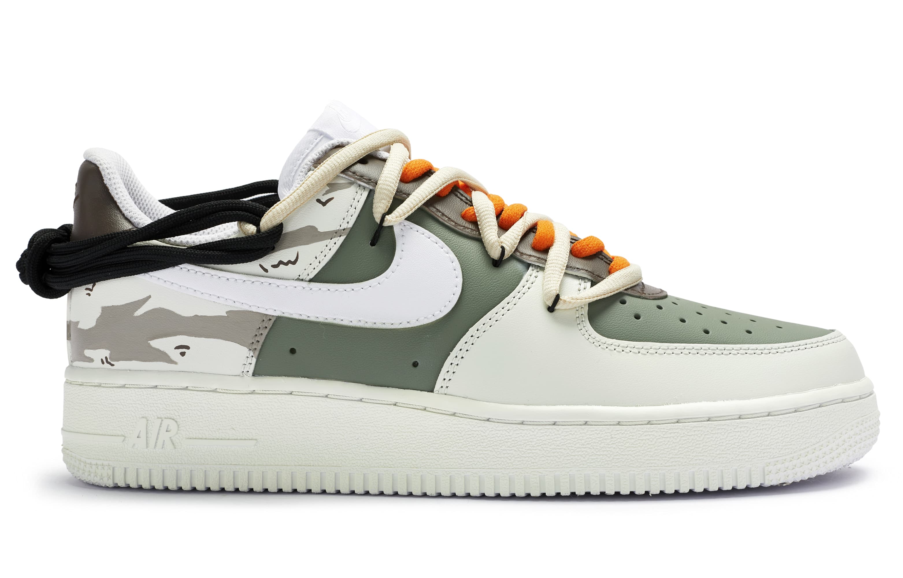 Nike Air Force 1 Skateboard Shoes Men Low-Top Green/Orange 4