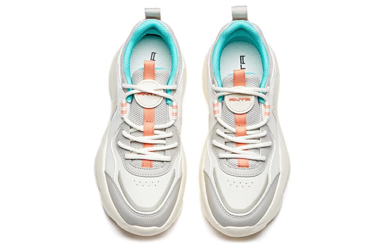 Anta Cushioned Slip Resistant Abrasion Resistant Low Top Sports Casual Shoes Women's Gray White 6