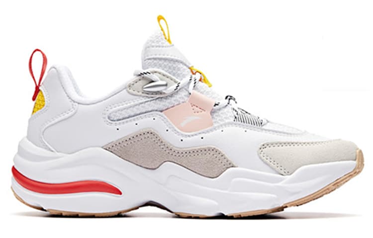 ANTA Chunky Sneakers Women's Low Top ANTA White/National Flag Yellow/Baby Pink 4