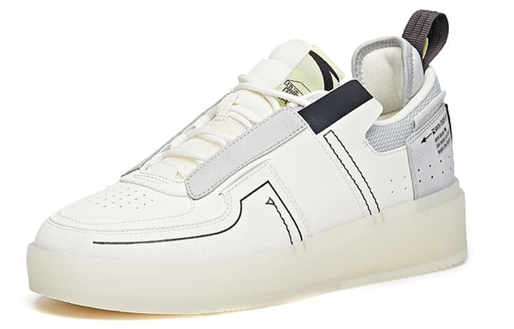ANTA Life Collection Skateboard Shoes Men Low-Top Microchip Gray White 3