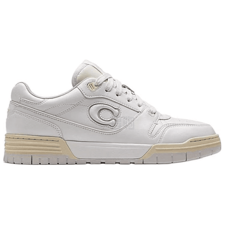 COACH Soho Leather Round-Toe Lace-Up Low-Cut Skate Shoes Women's White 4