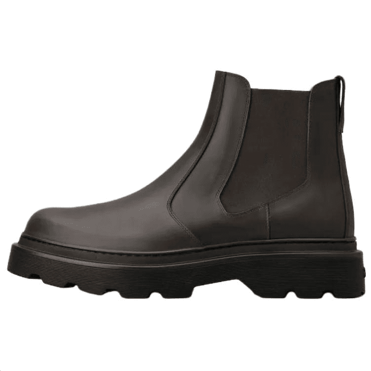 TOD'S Calfskin Round Toe Slip-On Short Chelsea Boots 3.5cm Men's Brown 2