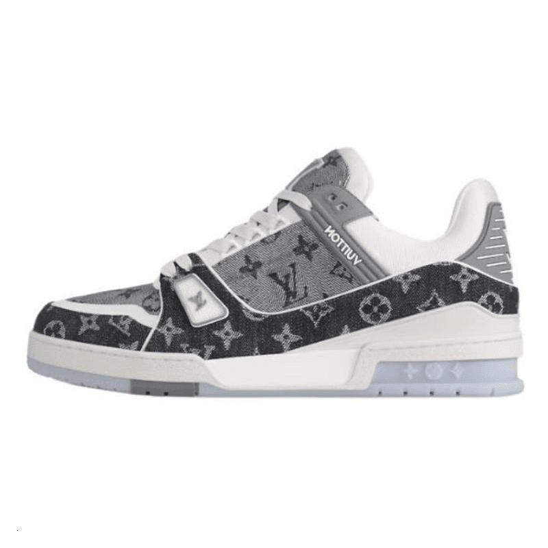 LOUIS VUITTON Trainer Low-Top Skateboard Shoes Unisex Black White 2