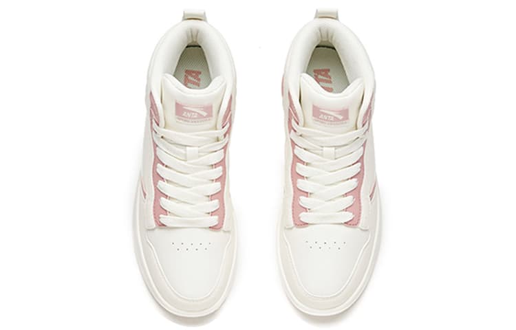 ANTA Life Collection Skateboard Shoes Women's High-Top White Pink 6