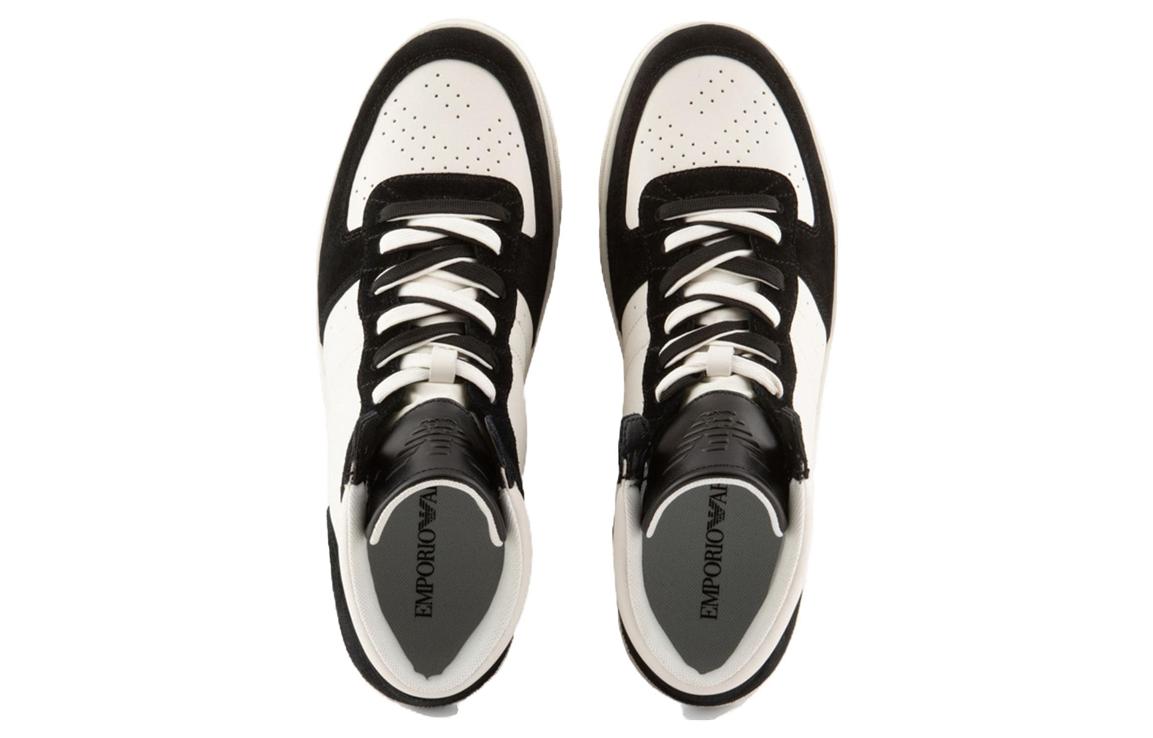 EMPORIO ARMANI Mid-Top Stylish Skateboarding Shoes Men's Black White 5