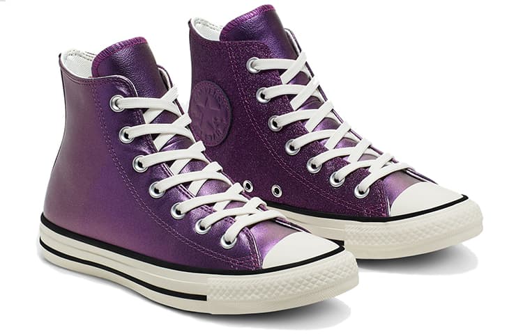 Converse Shiny Metals Chuck Taylor All StarHigh Top Leather Purple Women's 5