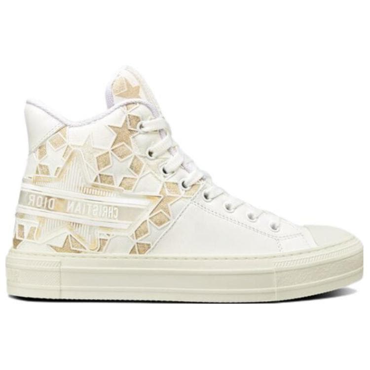 DIOR Walk'n'Dior Platform Shoes High-Top Stylish Skateboarding Shoes Women's Gold 4