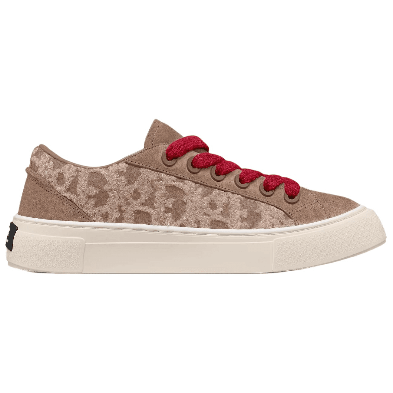 DIOR B33 Calfskin Leather Round Toe Lace-Up Low-Top Canvas Shoes Men's Taupe Brown 3