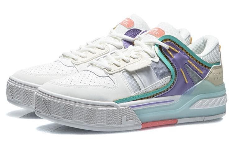 LINING Dawn Light Skateboard Shoes Women's Low-Top Snow White/Light Lotus Purple 6