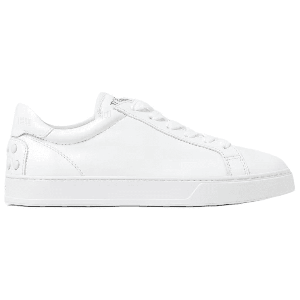 TOD'S Cow Leather Round Toe Lace-Up Low-Top Skate Shoes Women's White 4