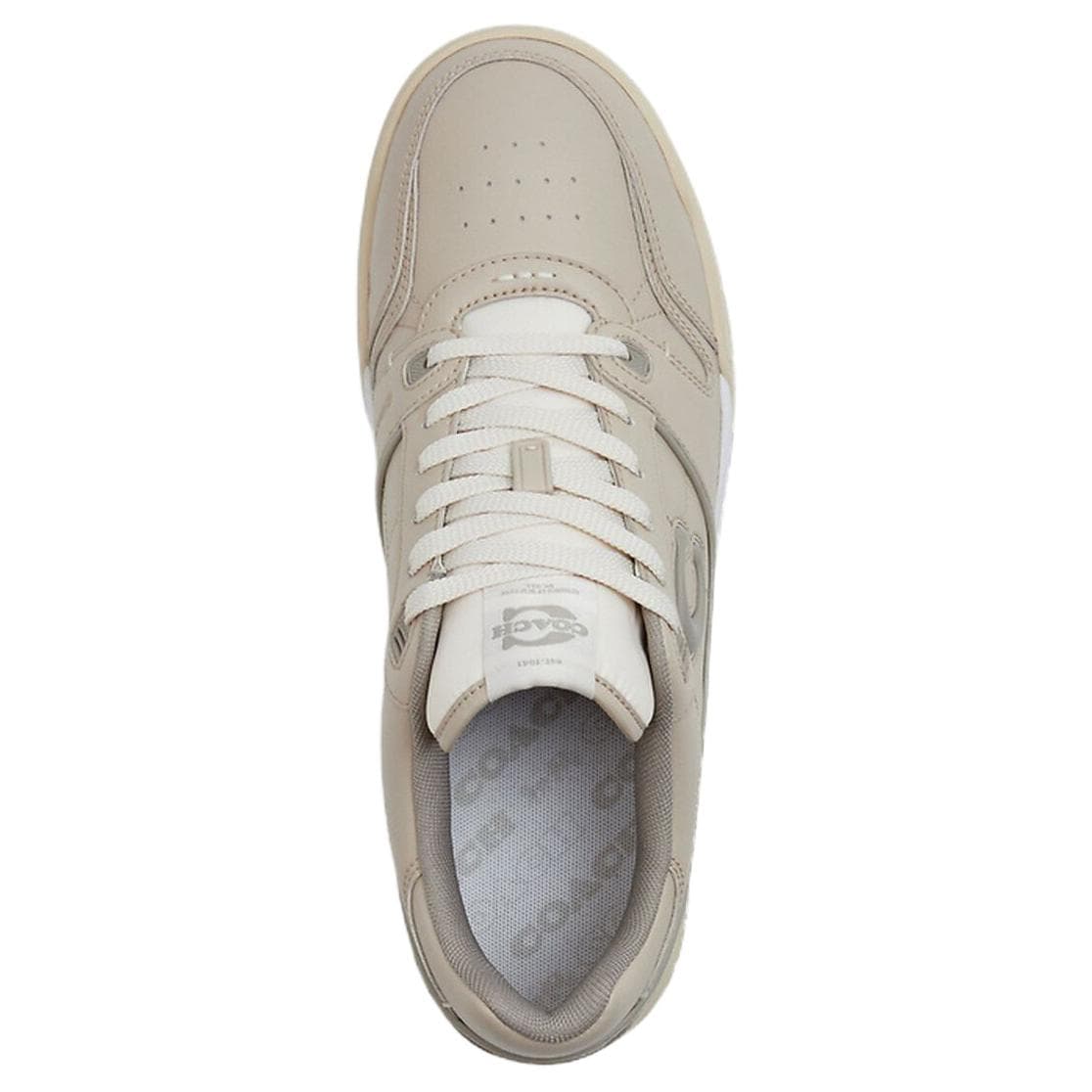 COACH Soho Leather Round-Toe Lace-Up Low-Top Skate Shoes Men's Beige 5