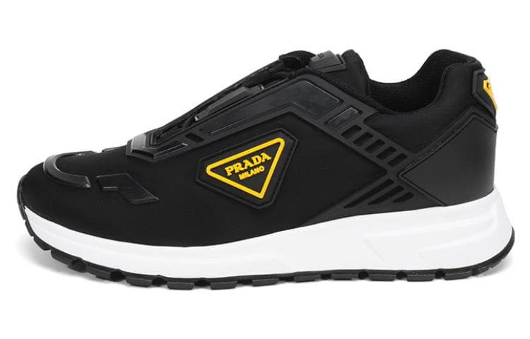 PRADA Textile Rubber Round Toe Lace-Up Breathable Low-Top Casual Lifestyle Shoes Men's Black 2