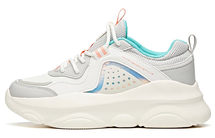 Anta Cushioned Slip Resistant Abrasion Resistant Low Top Sports Casual Shoes Women's Gray White 2