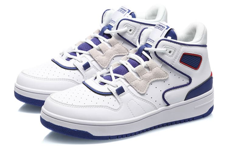 LiNing Attack 2020 Cushioning Anti-Slip And Wear-Resistant Mid-Top Vintage Basketball Shoes Women's White Blue 6