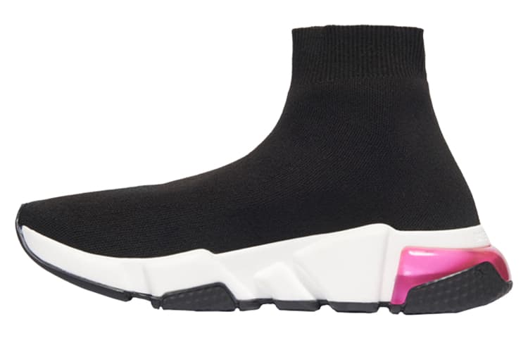 Balenciaga Speed Clear Sole Versatile Sock-Style Casual Sneakers Women's Black/Pink 2