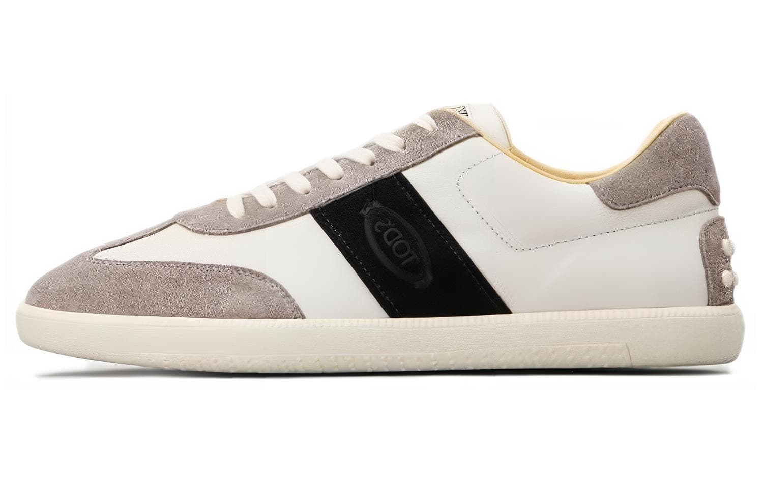 TOD'S Suede Round Toe Lace-Up Low-Top Sneakers Men's White Grey