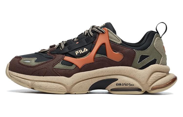 FILA Fusion Cushioning Anti-Slip And Wear-Resistant Low-Top Casual Running Shoes Men's Black Red