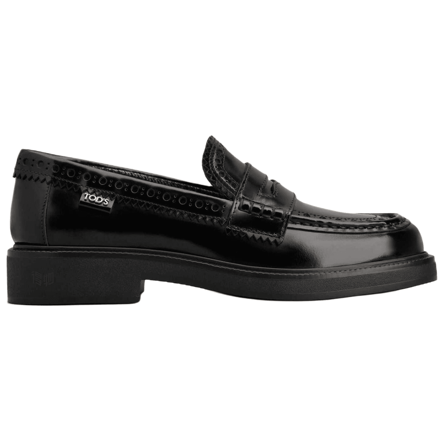 TOD'S Calfskin Round Toe Slip-On Loafers Women's Black 3