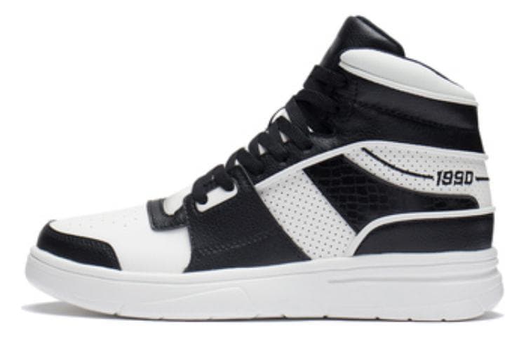 LiNing Wave Slip Resistant Cushioning Abrasion Resistant High Top Skateboard Shoes Men's Black White