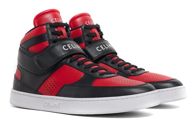 CELINE CT-03 Leather High-Top Sneakers Red Black 6
