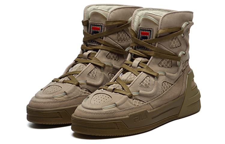 Lanvin x FILA Salto Nougat High-Top Skateboard Shoes Men's Brown 3