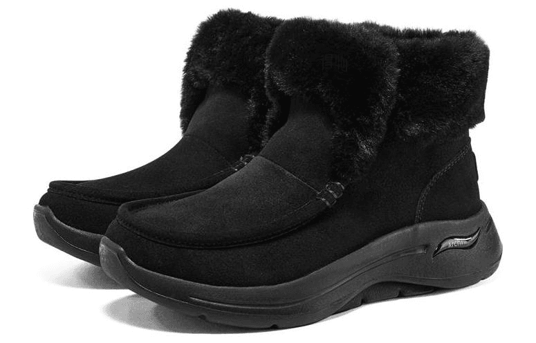 Skechers Go Walk Arch Fit Suede Ankle Snow Boots Women's Black 5