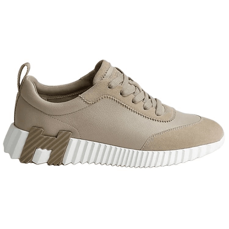 HERMES Bouncing Goatskin Thick Sole Lace-Up Casual Shoes Women's Beige 3