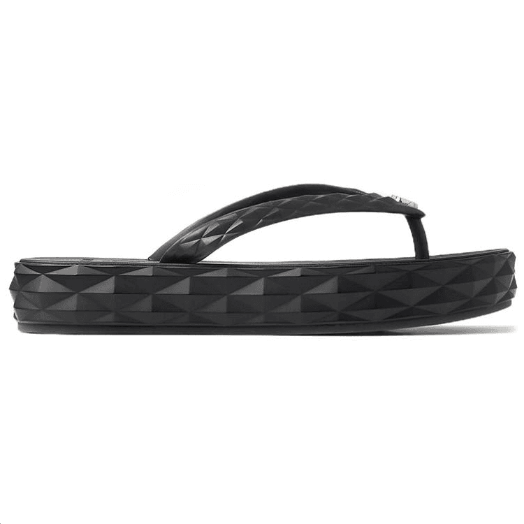 Jimmy Choo Diamond Slip-On Comfort Fashion Rubber Thong Sandals Women's Black 4