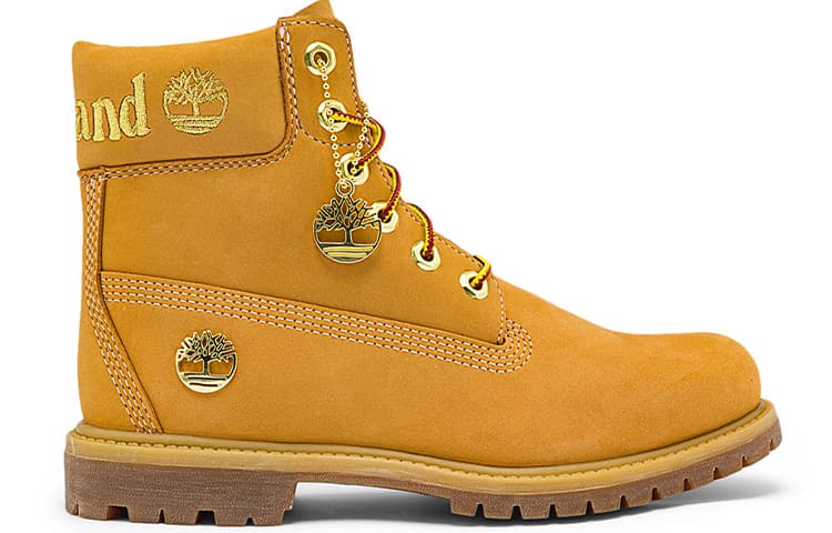 Timberland 6 Inch Premium Waterproof Boots 'Wheat Nubuck With Gold Logo' Women's 4